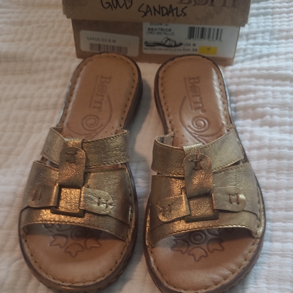 Born Gold Leather Sandals